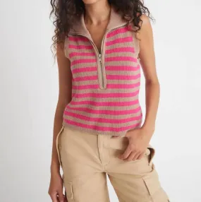 525 America - Emmy Half-Zip Front Stripe Tank Top
