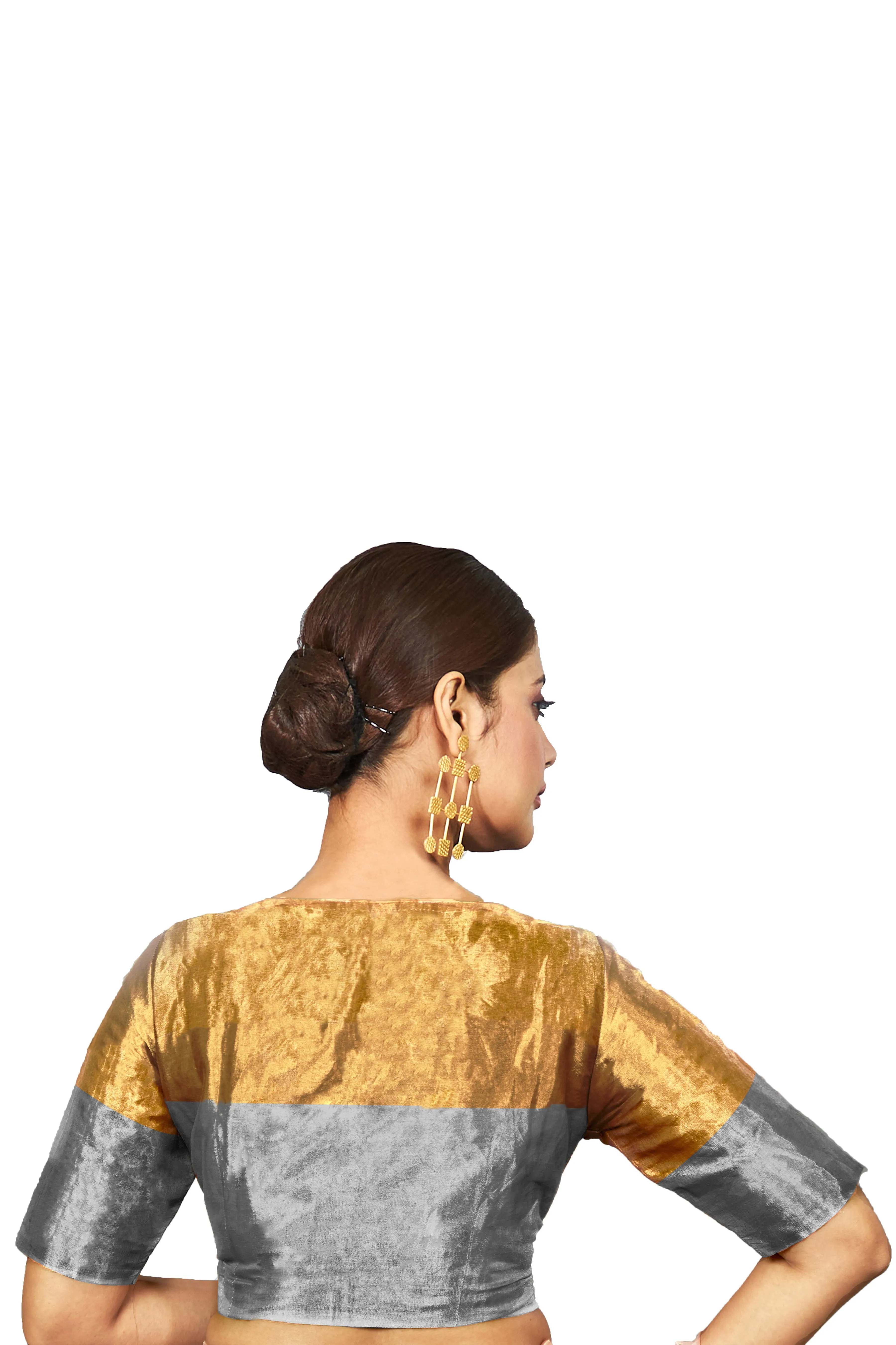 Antique Gold and Silver Tissue Silk Blouse
