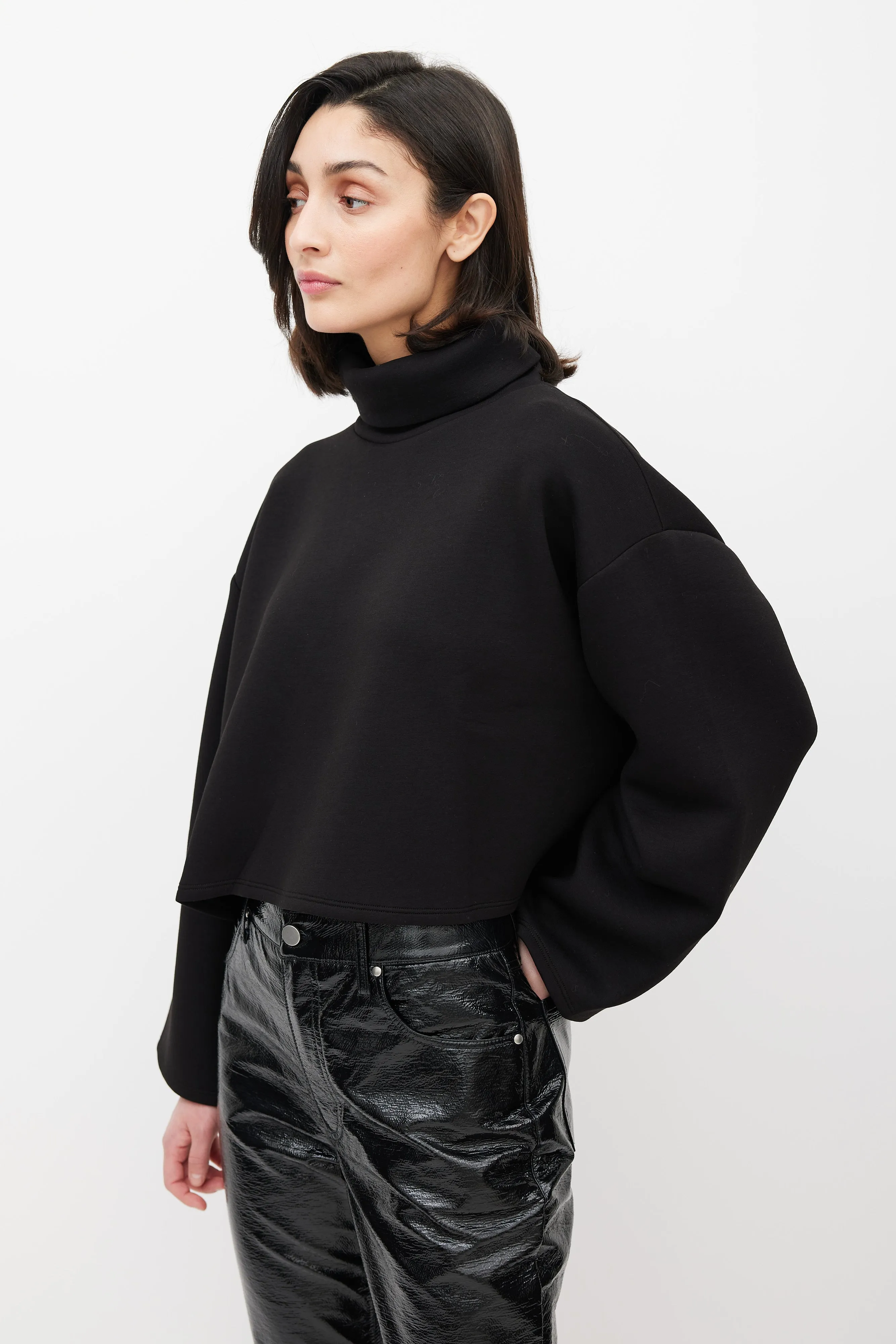 Black Neoprene Cura Turtleneck Top