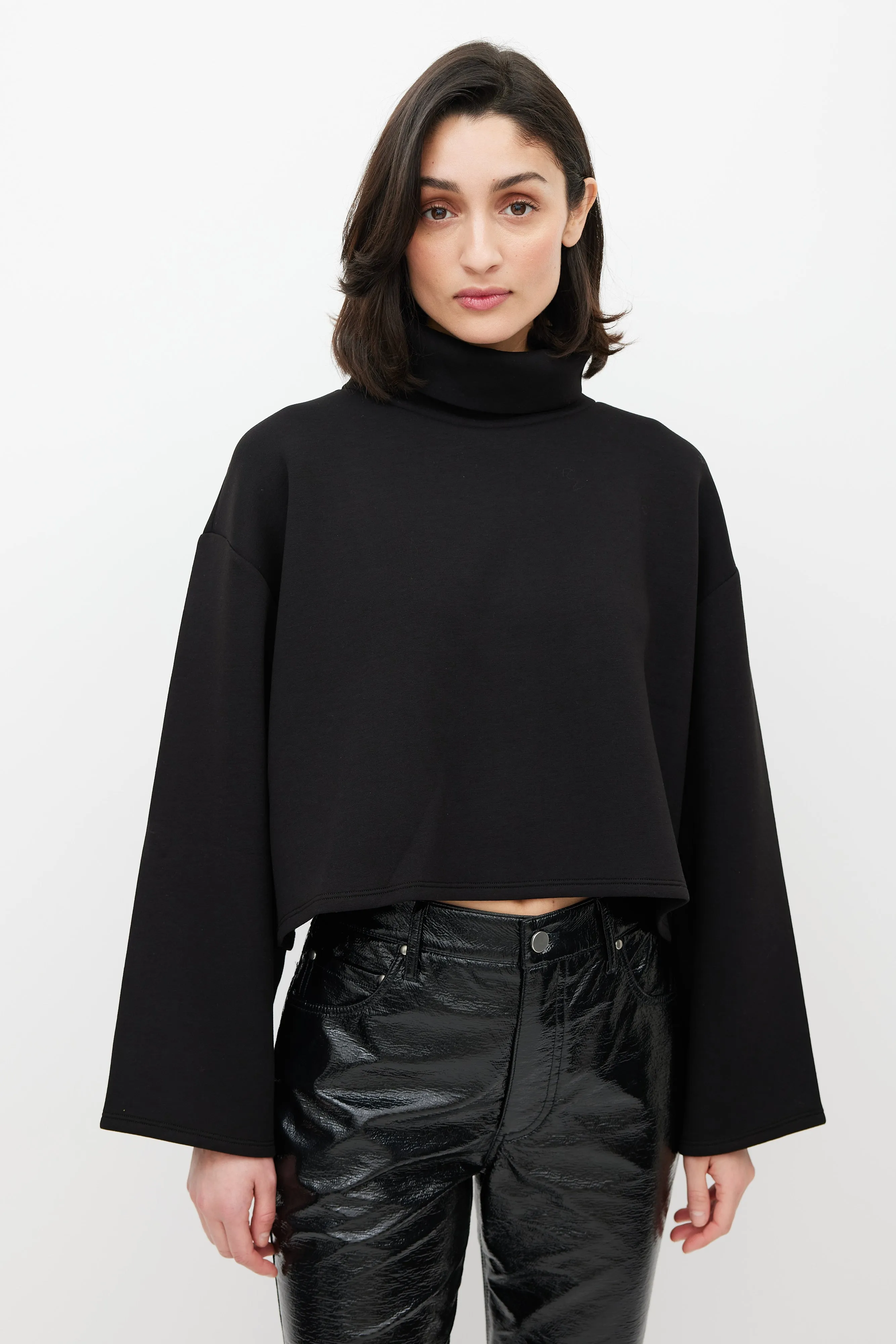 Black Neoprene Cura Turtleneck Top
