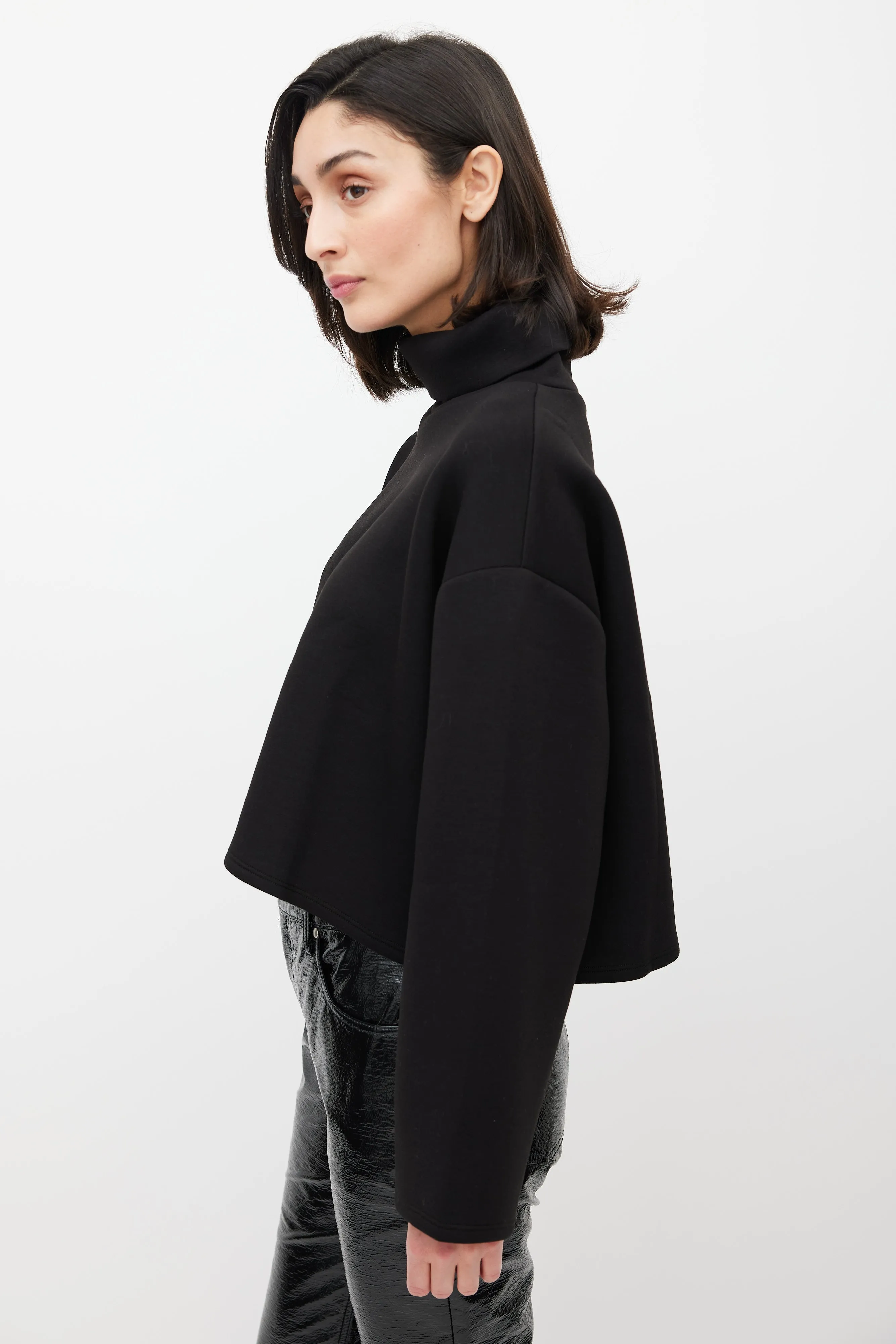 Black Neoprene Cura Turtleneck Top