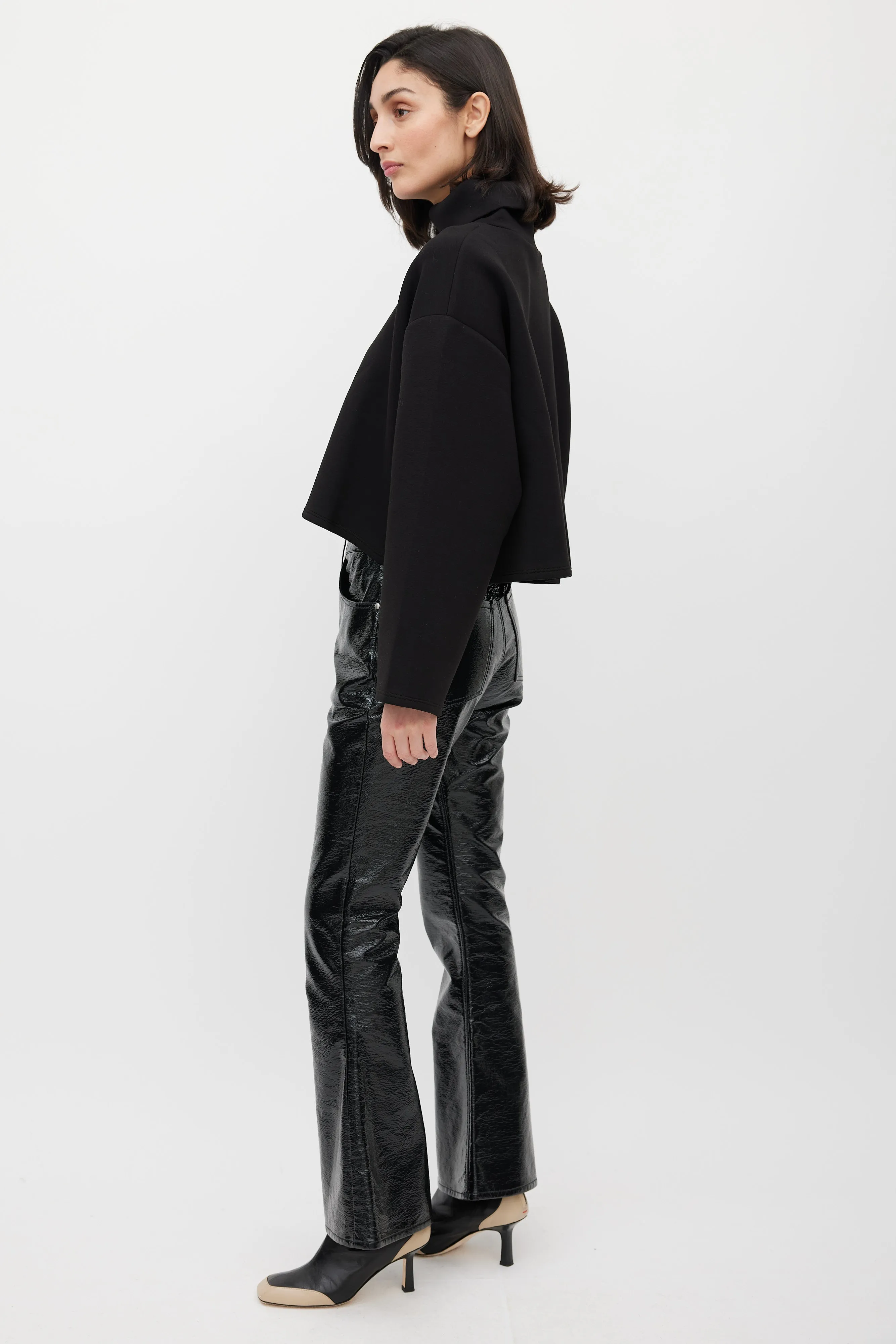 Black Neoprene Cura Turtleneck Top