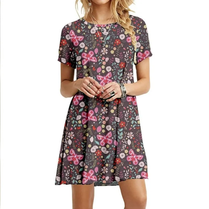 Butterfly Printed Knee Length Night Dress