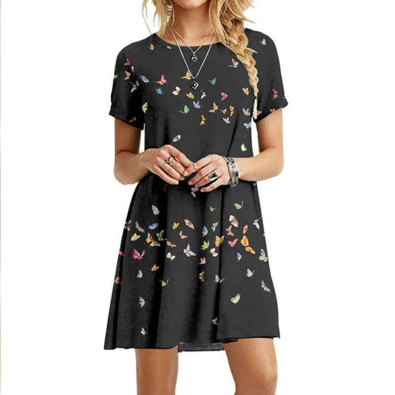 Butterfly Printed Knee Length Night Dress