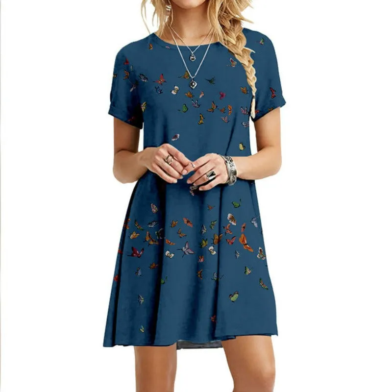 Butterfly Printed Knee Length Night Dress