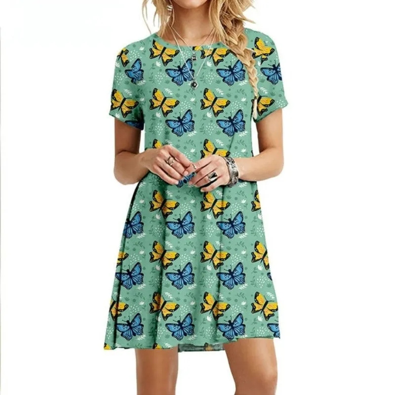 Butterfly Printed Knee Length Night Dress
