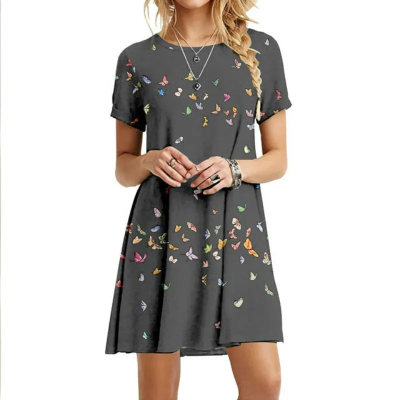 Butterfly Printed Knee Length Night Dress