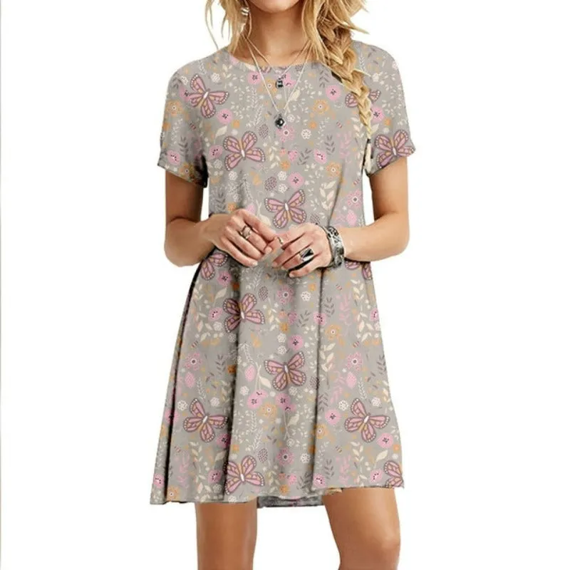 Butterfly Printed Knee Length Night Dress