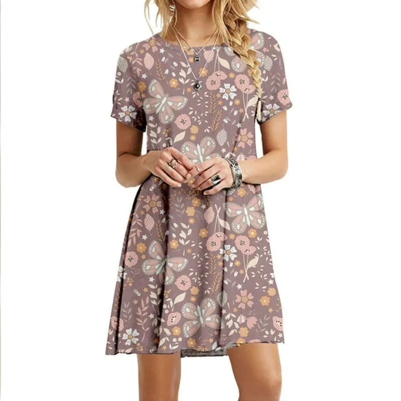 Butterfly Printed Knee Length Night Dress