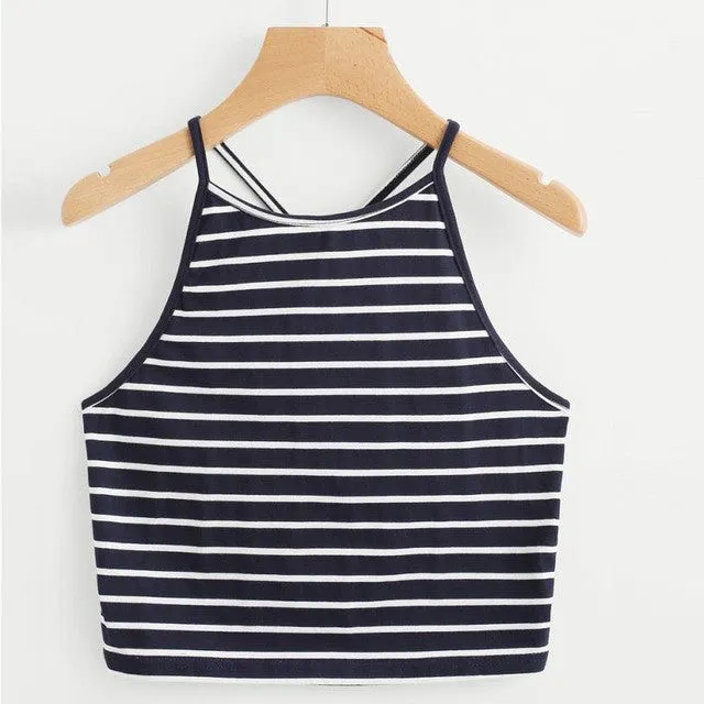 Fashion Striped Camis 2017 Summer Women Fashion Sexy Short Cropped