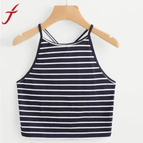 Fashion Striped Camis 2017 Summer Women Fashion Sexy Short Cropped