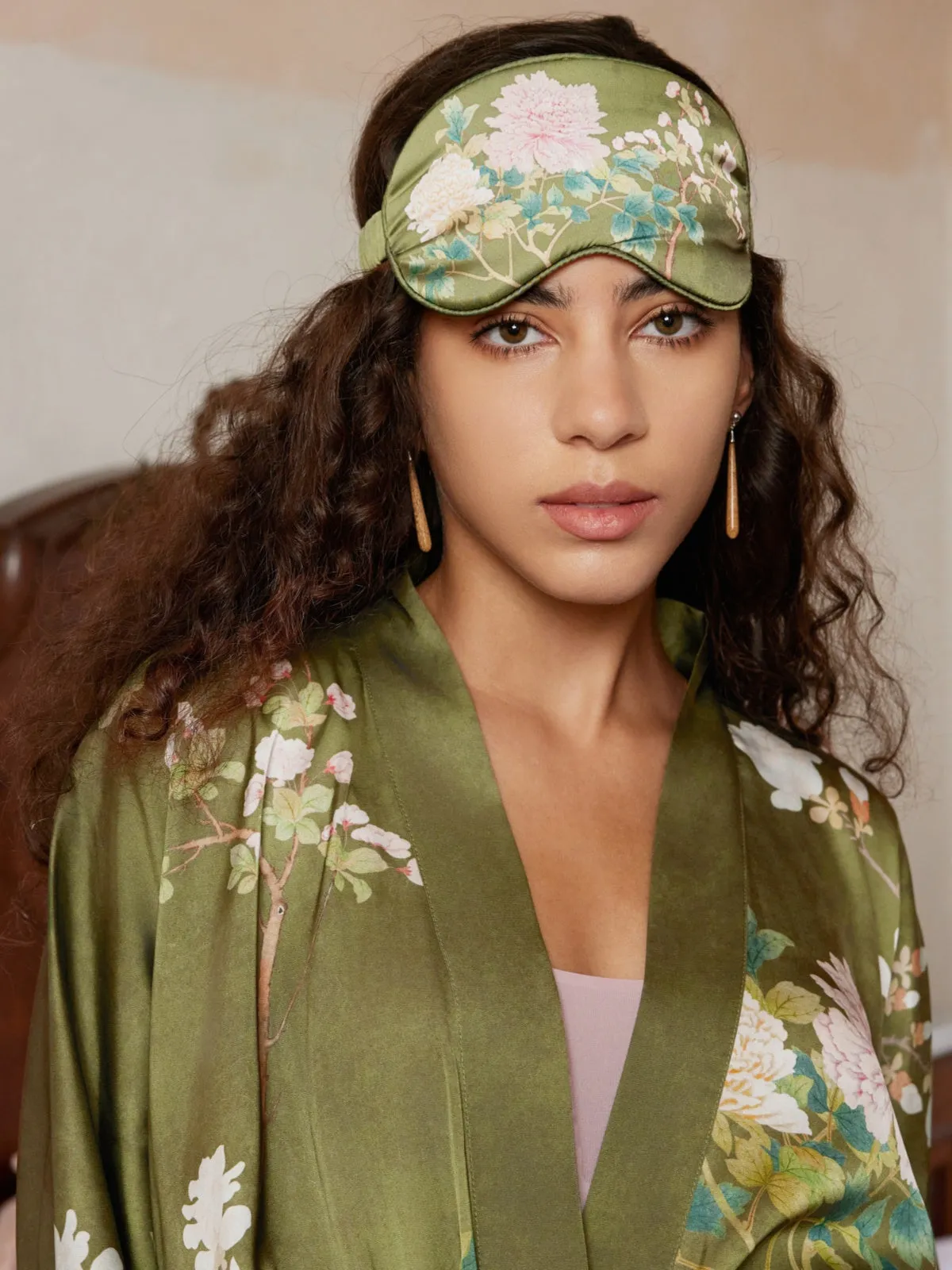 Floral Olive Kimono Robe