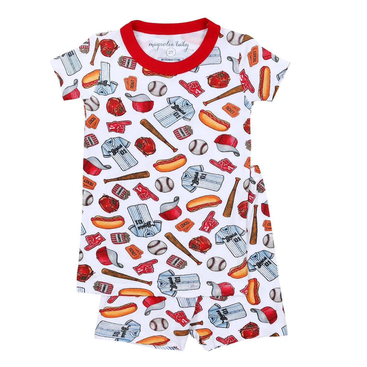 Magnolia Baby Little Boys Red Baseball Fever Short Pajamas