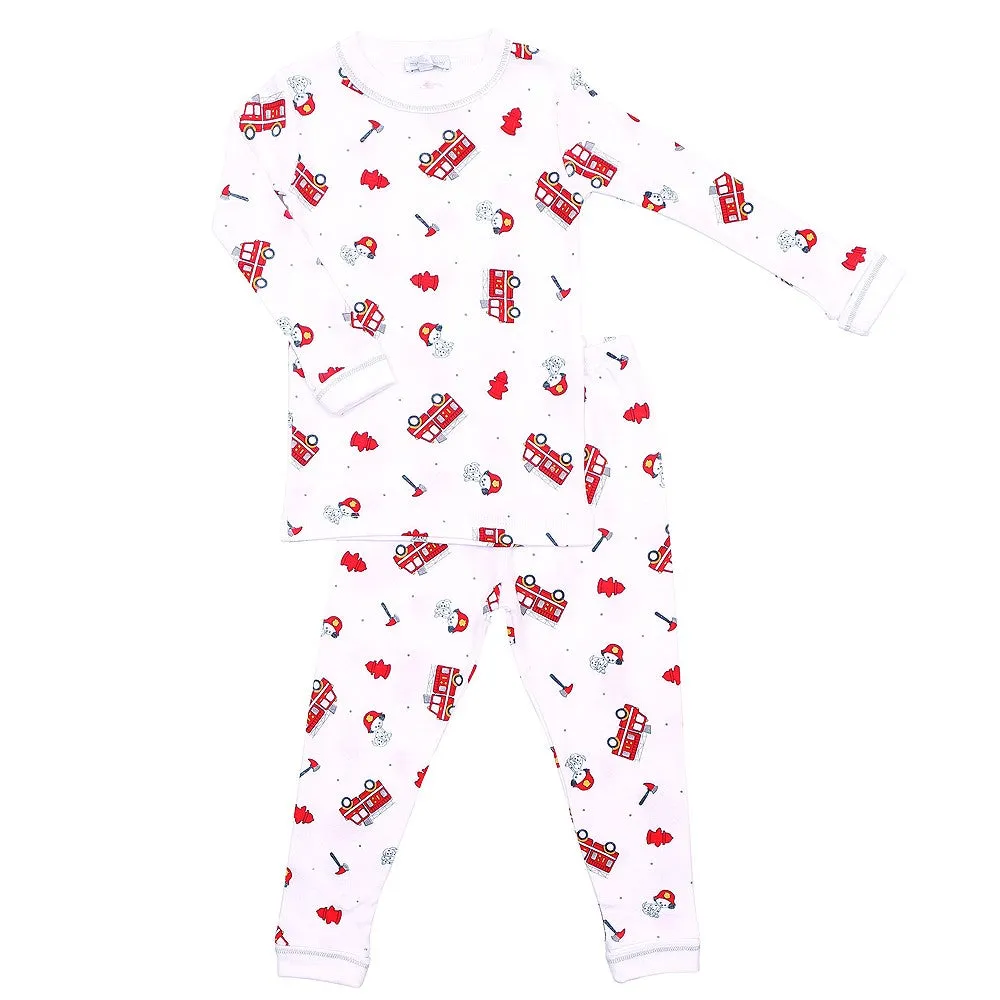 Magnolia Baby Little Boys Sound the Alarm Red Firetrucks Long Sleeve Pajamas
