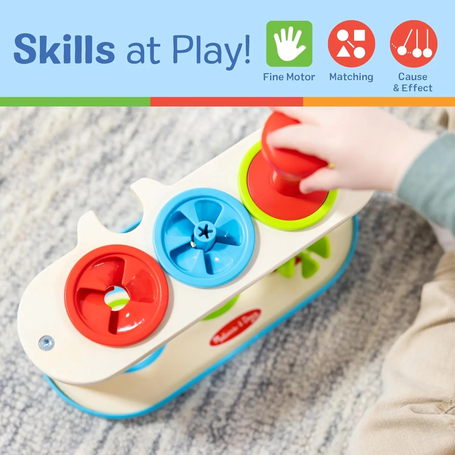 Melissa & Doug Match & Push Spinning Tops Developmental Skills Toy