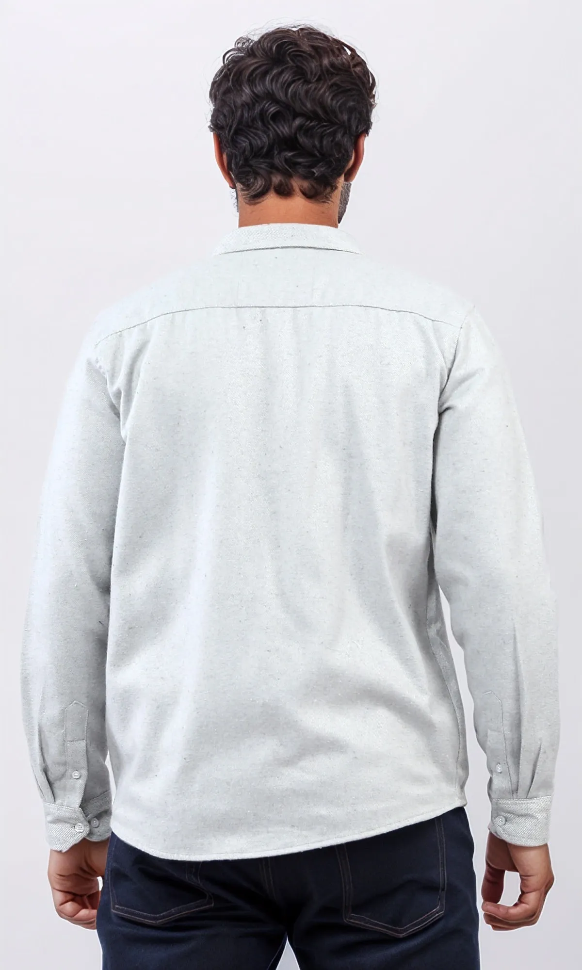 o203065 - Cotton Long Sleeves Button Down Shirt - Light Grey