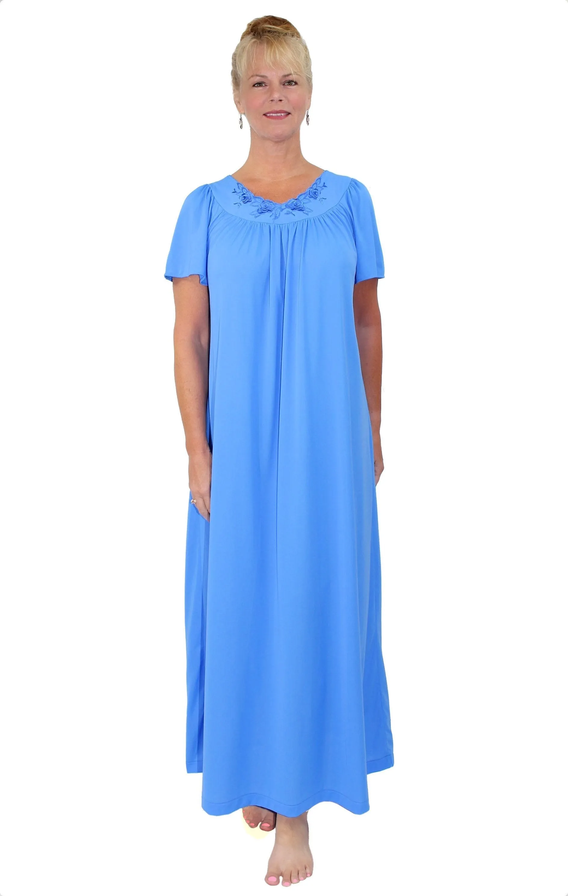 Shadowline Women's Nightgown and Robe Set Long Silky Nylon Kaftan Sleepwear