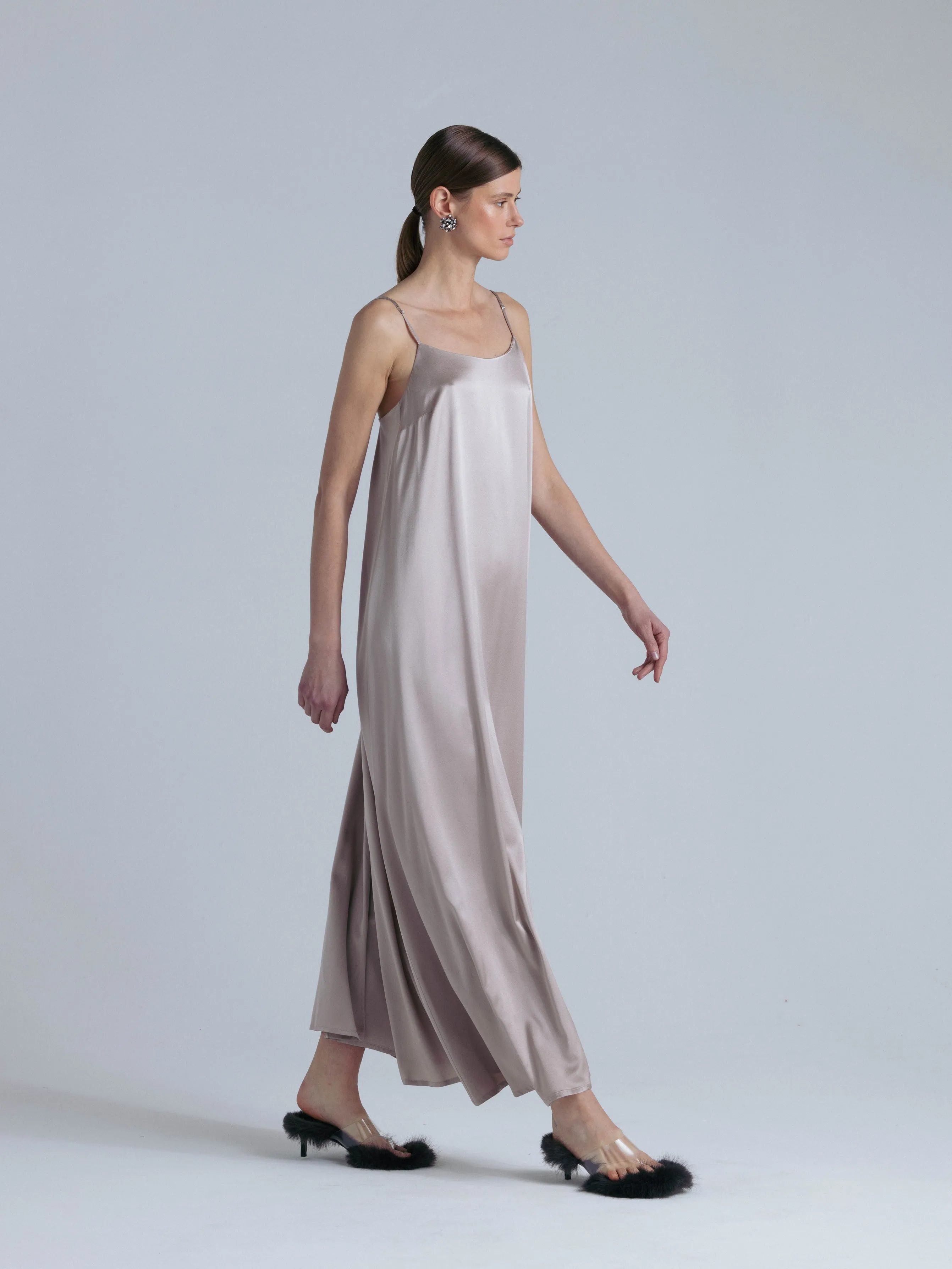 Silk Maxi Dress 'Aphrodite' in Champagne Pink