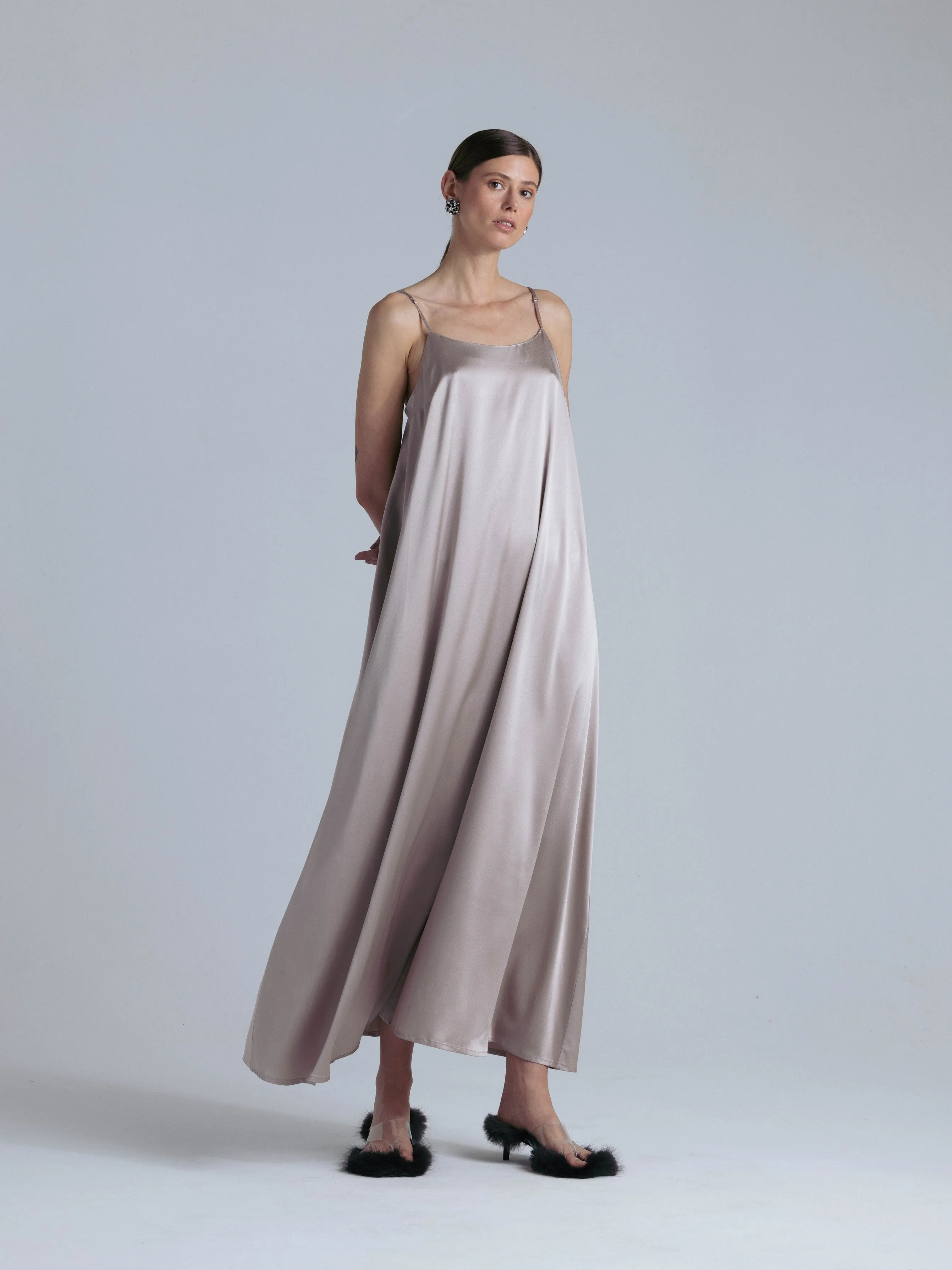 Silk Maxi Dress 'Aphrodite' in Champagne Pink