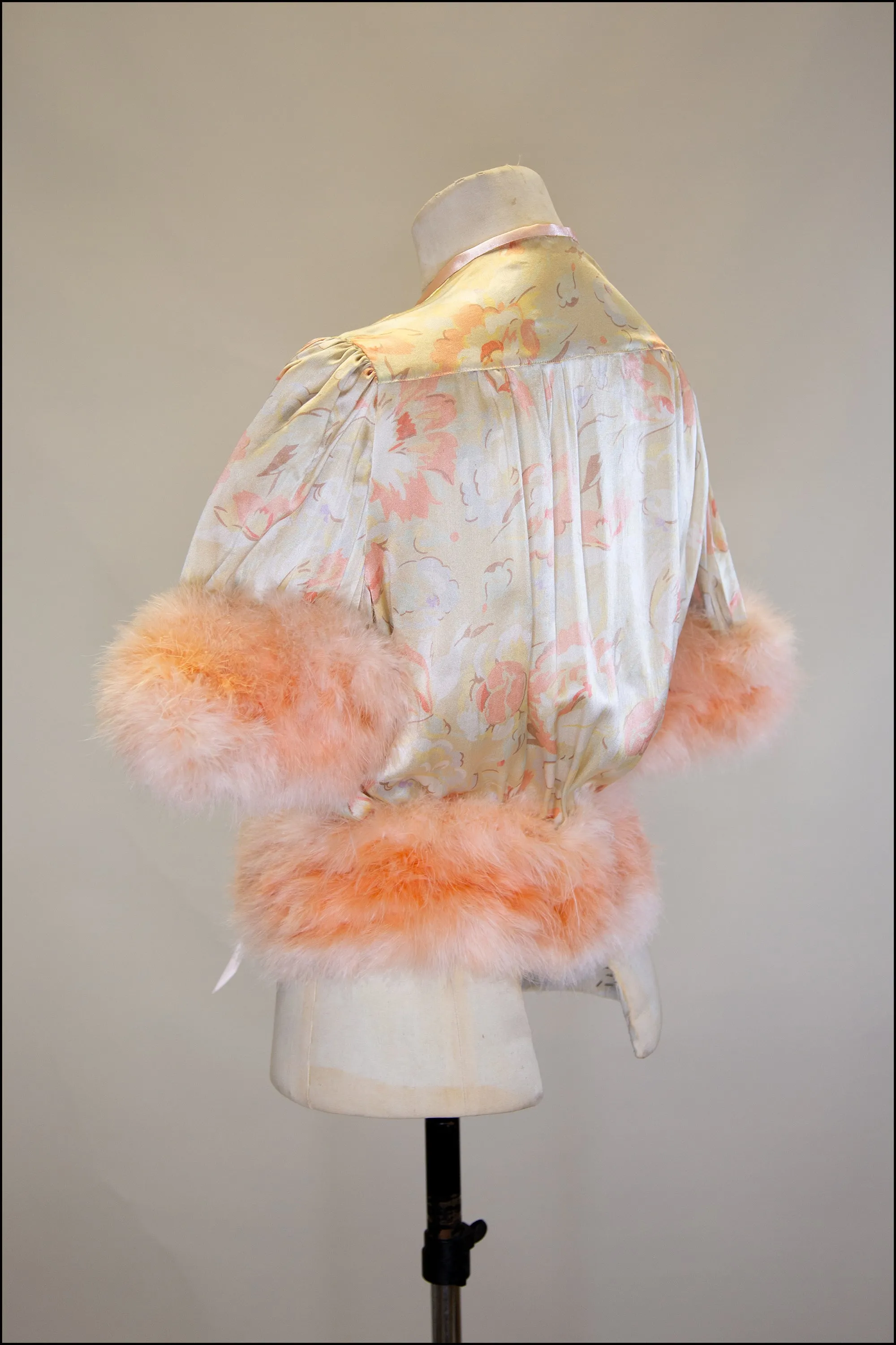 Vintage 1930s Peach Silk Feather Jacket